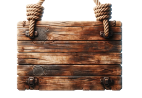 AI generated Wooden Signboard with Rope Hanger Isolated png