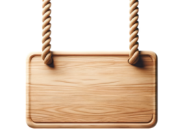 AI generated Wooden Signboard with Rope Hanger Isolated png