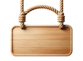 AI generated Wooden Signboard with Rope Hanger Isolated png