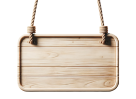 AI generated Wooden Signboard with Rope Hanger Isolated png