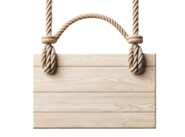 AI generated Wooden Signboard with Rope Hanger Isolated png