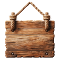 AI generated Wooden Signboard with Rope Hanger Isolated png