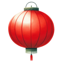ai généré aquarelle rouge chinois lanterne isolé png