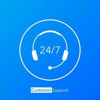 24 7 support in abstract style on white background. Customer service. Online support call center. Flat vector. Logo vector. vector