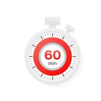 The 60 minutes timer. Stopwatch icon in flat style. vector