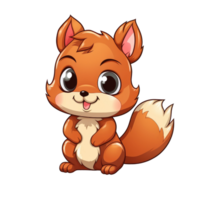 AI generated cute chibi squirrel. cartoon squirrel character. png