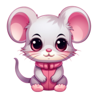 AI generated cute chibi mouse. cartoon mouse character. png