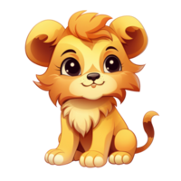 ai généré mignonne chibi lion. dessin animé Lion personnage. png