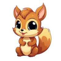 AI generated cute chibi squirrel. cartoon squirrel character. png