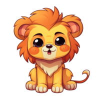 ai genererad söt chibi lejon. tecknad serie lejon karaktär. png
