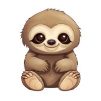 AI generated cute chibi sloth. cartoon sloth character. png