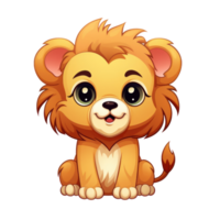 AI generated cute chibi lion. cartoon lion character. png