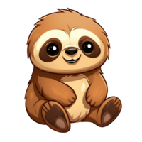 AI generated cute chibi sloth. cartoon sloth character. png