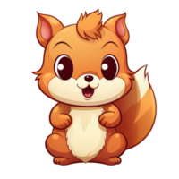 AI generated cute chibi squirrel. cartoon squirrel character. png