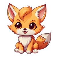 AI generated cute chibi fox. cartoon fox character. png