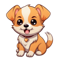 AI generated cute chibi dog. cartoon dog character. png