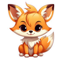 AI generated cute chibi fox. cartoon fox character. png