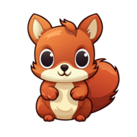 AI generated cute chibi squirrel. cartoon squirrel character. png