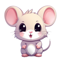 ai generado linda chibi ratón. dibujos animados ratón personaje. png
