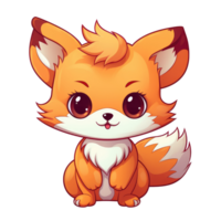 AI generated cute chibi fox. cartoon fox character. png