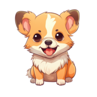 AI generated cute chibi dog. cartoon dog character. png