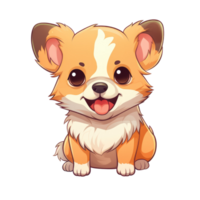 ai generado linda chibi perro. dibujos animados perro personaje. png