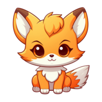 AI generated cute chibi fox. cartoon fox character. png