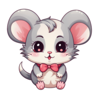 AI generated cute chibi mouse. cartoon mouse character. png