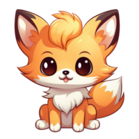 AI generated cute chibi fox. cartoon fox character. png