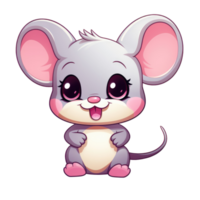 ai generado linda chibi ratón. dibujos animados ratón personaje. png