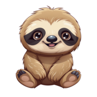 AI generated cute chibi sloth. cartoon sloth character. png