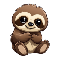 AI generated cute chibi sloth. cartoon sloth character. png