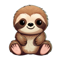 AI generated cute chibi sloth. cartoon sloth character. png