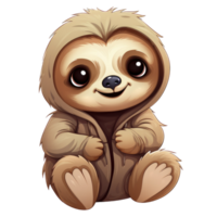 AI generated cute chibi sloth. cartoon sloth character. png