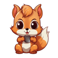 AI generated cute chibi squirrel. cartoon squirrel character. png