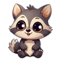 AI generated cute chibi raccoon. cartoon raccoon character. png