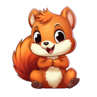 AI generated cute chibi squirrel. cartoon squirrel character. png