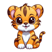 ai genererad söt chibi tiger. tecknad serie tiger karaktär. png