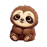 AI generated cute chibi sloth. cartoon sloth character. png