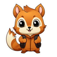 AI generated cute chibi squirrel. cartoon squirrel character. png