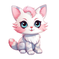 AI generated cute chibi cat. cartoon cat character. png