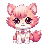 ai généré mignonne chibi chat. dessin animé chat personnage. png