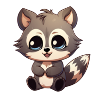 AI generated cute chibi raccoon. cartoon raccoon character. png