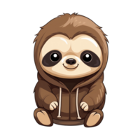 AI generated cute chibi sloth. cartoon sloth character. png