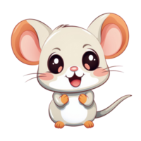 AI generated cute chibi mouse. cartoon mouse character. png