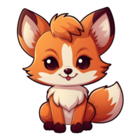 AI generated cute chibi fox. cartoon fox character. png