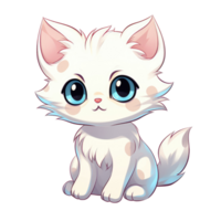 AI generated cute chibi cat. cartoon cat character. png