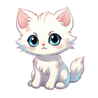 ai generado linda chibi gato. dibujos animados gato personaje. png