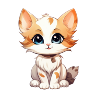 AI generated cute chibi cat. cartoon cat character. png