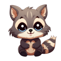 AI generated cute chibi raccoon. cartoon raccoon character. png